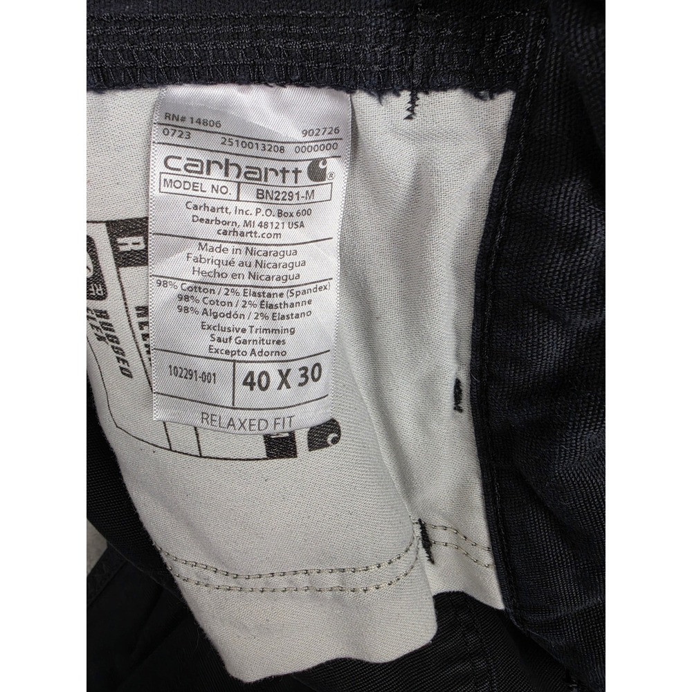 Carhartt Rugged Flex Relaxed Canvas Work Pants Mens 40x30 Black BN2291 Utility - Picture 5 of 11